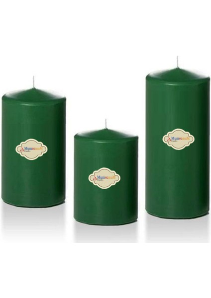 3 Lü Yeşil Set Mum Çap :6 cm