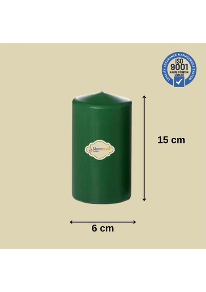 3 Lü Yeşil Set Mum Çap :6 cm