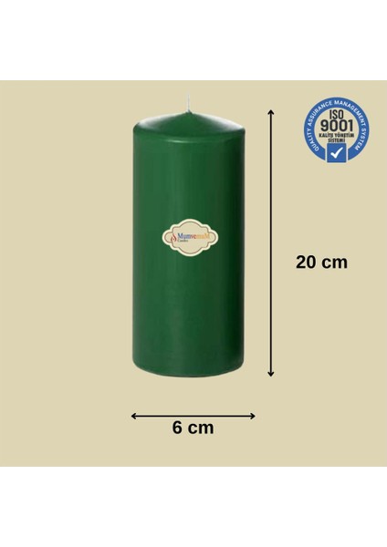 3 Lü Yeşil Set Mum Çap :6 cm