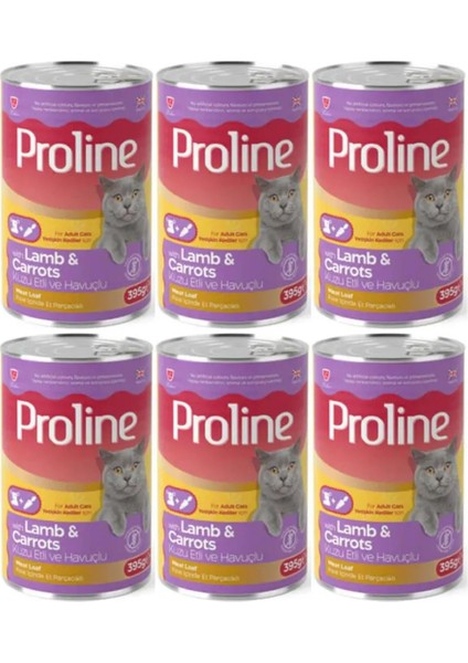 Pro Line Proline Kuzu Etli ve Havuçlu Yetişkin Kedi Konserve 6X395GR
