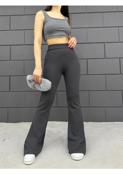 Kadın Ispanyol Paça Krep Yüksek Bel Likralı Toparlayıcı Tayt Pantolon modelleri