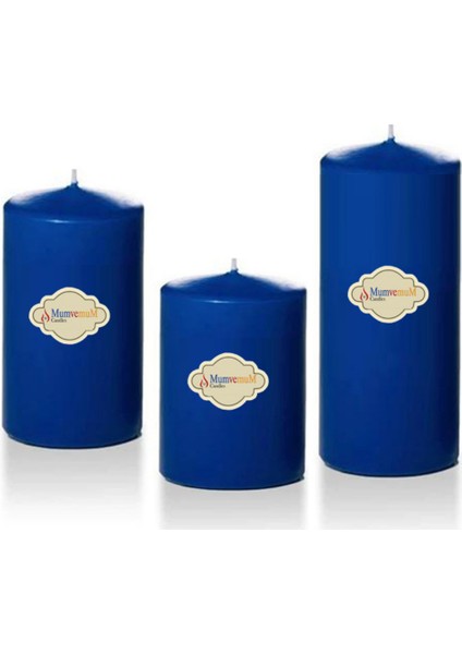3 Lü Mavi Set Mum Çap :6 cm