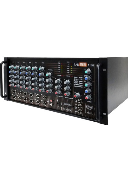 Hepa Merz Powerful P1200 Profesyonel Stereo Küp Power Mixer Anfi 2x600W Ekho Reverb 100V/8 Ohm Usb Bluetooth