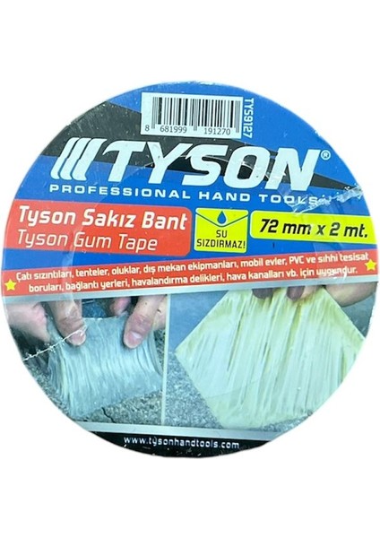 Sızdırmazlık Sakız Bant Tyson 72 mm*2 mt fiyatları