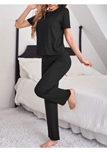 Raew Kısa Kollu Pijama Takımı Siyah