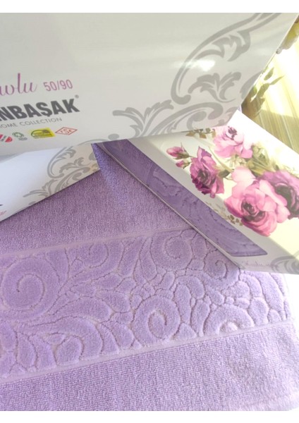 (1 Adet) Çeyizlik 50X90CM. Kadife Doku 3D Kabartmalı El, Yüz ve Baş Havlusu Özel Hediyelik Kutusunda