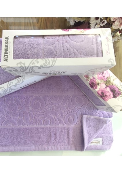(1 Adet) Çeyizlik 50X90CM. Kadife Doku 3D Kabartmalı El, Yüz ve Baş Havlusu Özel Hediyelik Kutusunda