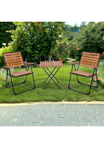Bistro Set Metal Ayak 2 Sandalye 1 Sehpa