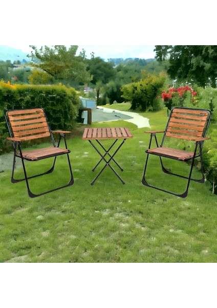 Bistro Set Metal Ayak 2 Sandalye 1 Sehpa