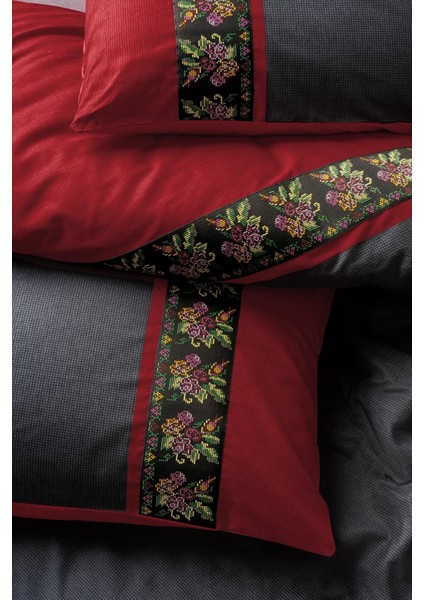 Folk Art Çift Kişilik Nevresim Takımı - Lienzo Antrasit