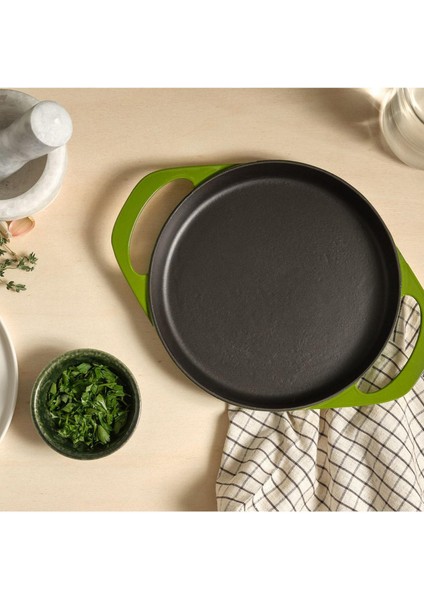 , Yuvarlak Düz Tava, 22 Cm, Parlak Koyu Yeşil