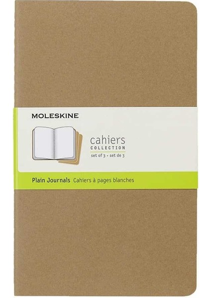 Chaier 3'lü Günlük Defter Çizgisiz L Boy 13X21 cm 80 Sayfa Kraft