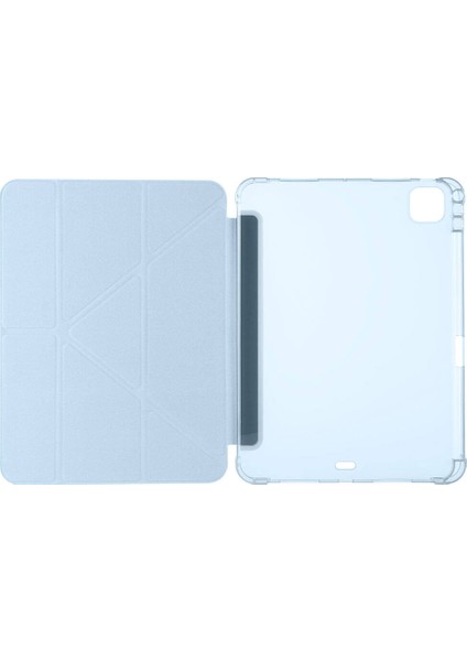 Apple Ipad Pro 13 2024 Kılıf Kalem Koymalı Standlı Renkli Arkası Silikon Suni Deri Trifolding Kılıf