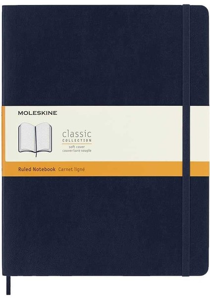 Yumuşak Kapak Çizgili Defter Xl Boy 19X25 cm 192 Sayfa Safir Mavi