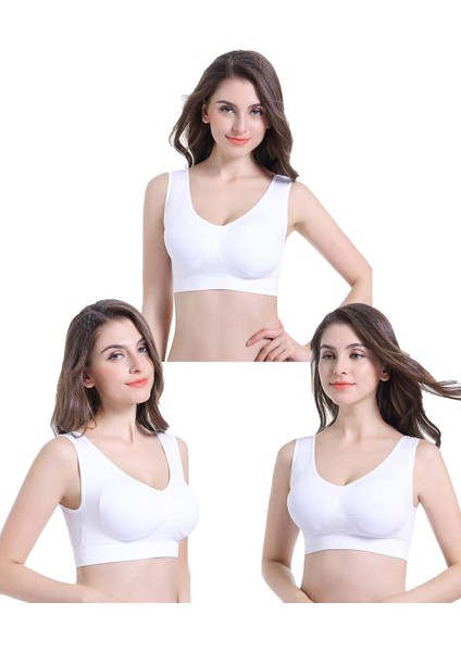 Kadın Kalın Askılı Pedli Büstiyer Sütyen 3 Adet