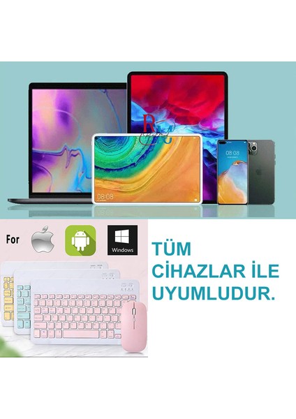 Samsung Galaxy Tab S9 Fe Plus Uyumlu Tablet Kılıfı ve Klavye Mouse Set Kalem Bölmeli Smart Kılıf