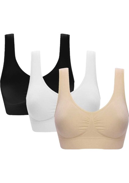 Kadın Kalın Askılı Pedli Büstiyer Sütyen 3 Adet