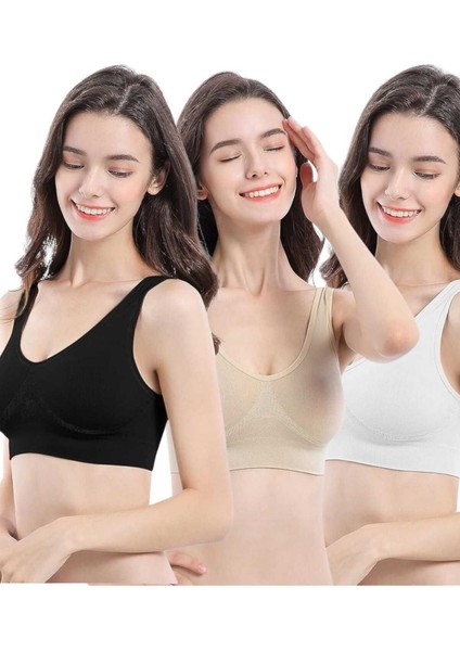 Kadın Kalın Askılı Pedli Büstiyer Sütyen 3 Adet