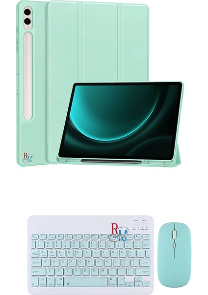 Samsung Galaxy Tab S10 Plus Uyumlu Tablet Kılıfı ve Klavye Mouse Set Kalem Bölmeli Smart Kılıf