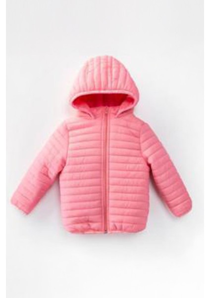 (1-10 Yaş) Kapitone Welsoft Astar Çocuk Kaban - Pembe