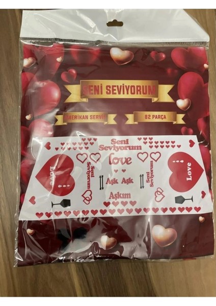 82 Parça Romantik Doğum Günü Masa Süslemesi Keçe Seti Evlilik Teklifi Yıldönümü Romantik Set
