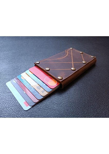 Deri El Yapımı Mekanizmalı Kartlık