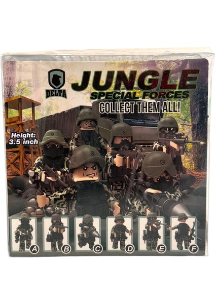 Özel Kuvvetler Jungle Special Forces Sök-Tak Mini Asker Figür Seti 8 cm Minifigür