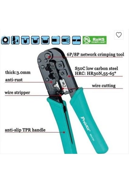 808-376I Modüler Sıkma Pensesi/cırcırlı-Ratchet Type 190MM;PROSKIT