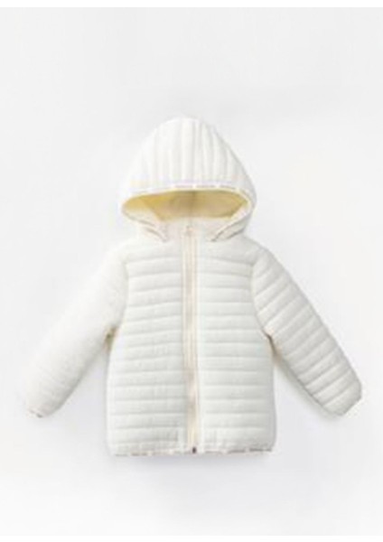 (1-10 Yaş) Kapitone Welsoft Astar Çocuk Kaban - Ekru