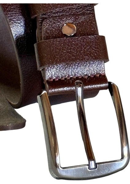 4 Cm. Spor Deri Düz Model Erkek Kemer Kahverengi modelleri