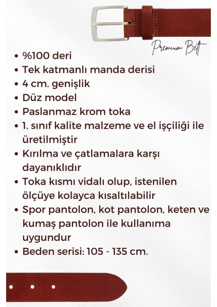 4 Cm. Spor Deri Düz Model Erkek Kemer Kahverengi fırsatları
