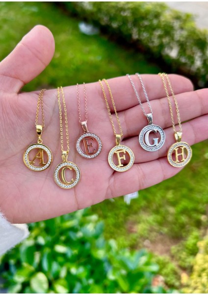 Planet Taşlı Harf Kolye