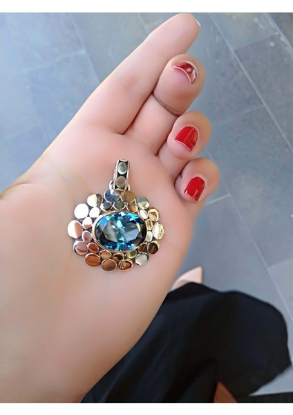 Aquamarine El Yapımı Kolye Ucu