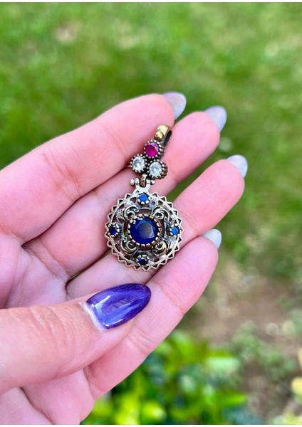 Otantik Renkli Taşlı Kolye Ucu