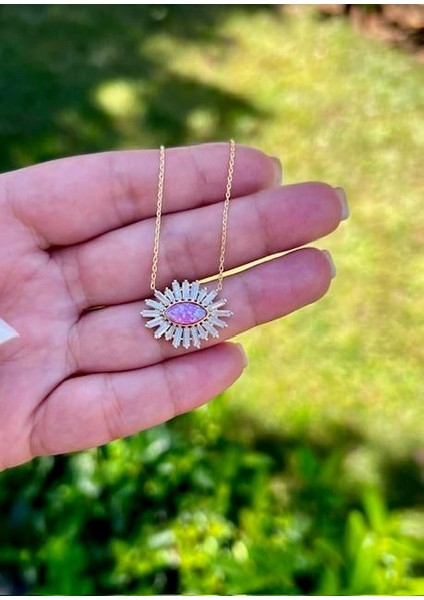 Pembe Opal Göz Kolye