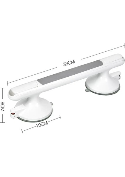Emniyetli Büyük Ebat Güçlü Vantuz Duş Kolu Kaymaz Taşınabilir Banyo Tutamağı Beyaz 1 Adet