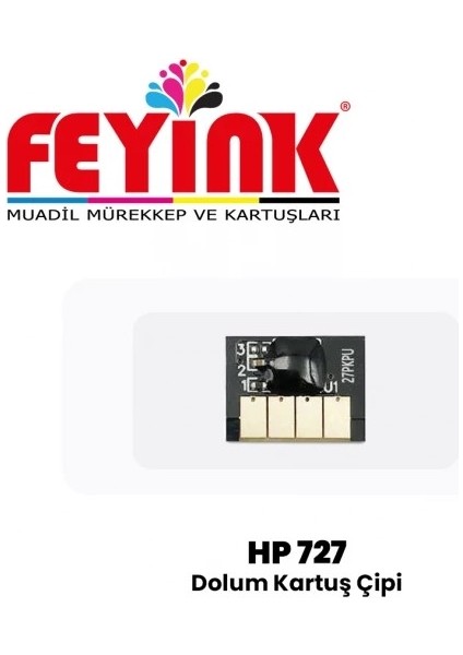 Feyink® Hp 727 (F9J76A)-( B3P19A) Cyan (C) Çip 300ML T920/T930/T1500/T2500/T2530 Chip