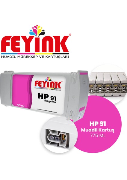 Feyink® Hp 91 Magenta (M) Feyink Muadil Kartuş 775ML Designjet Z6100