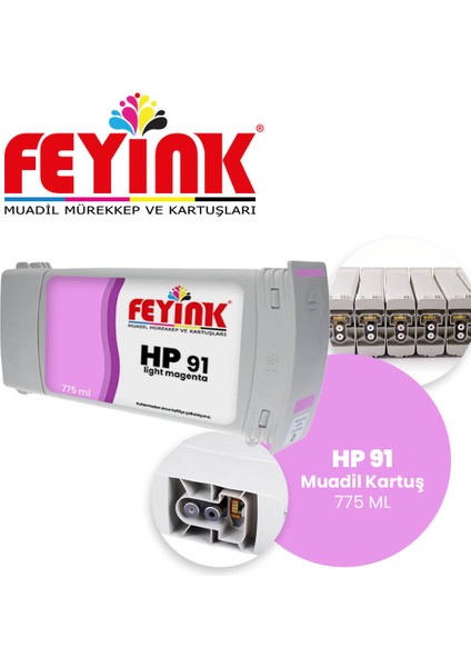 Feyink® Hp 91 Light Magenta (M) Feyink Muadil Kartuş 775ML Designjet Z6100