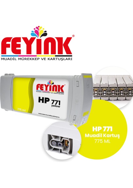 Feyink® Hp 771 Yellow (Y) Feyink Muadil Kartuş 775ML Designjet Z6200