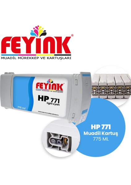 Feyink® Hp 771 Light Cyan (Lc) Feyink Muadil Kartuş 775ML Designjet Z6200