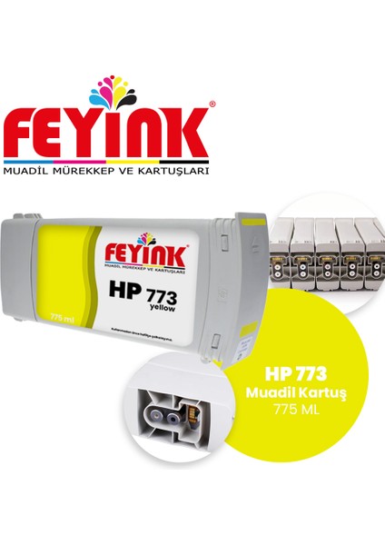 Feyink® Hp 773 Yellow (Y) Feyink Muadil Kartuş 775ML Designjet Z6600/Z6800