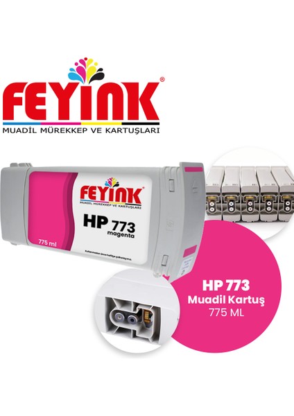 Feyink® Hp 773 Magenta (M) Feyink Muadil Kartuş 775ML Designjet Z6600/Z6800