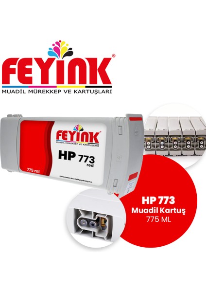 Feyink® Hp 773 Cromatic Red (Cr) Feyink Muadil Kartuş 775ML  Designjet Z6800