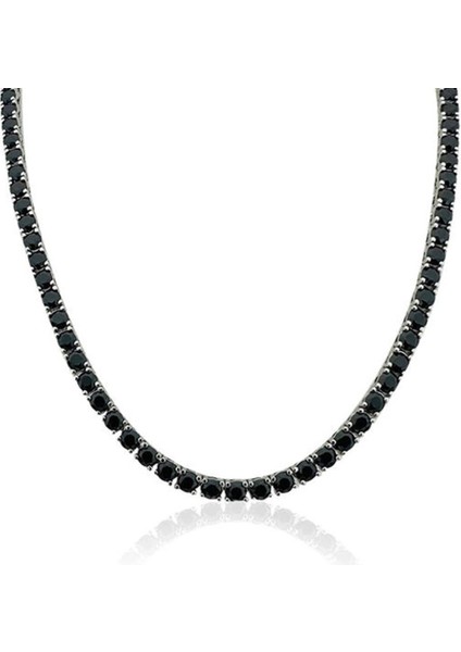 Siyah Taşlı 3 mm Suyolu Kolye