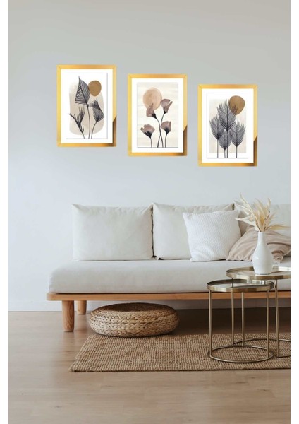 Çiçek Tablo Mdf 3 Parça Pleksi Aynalı