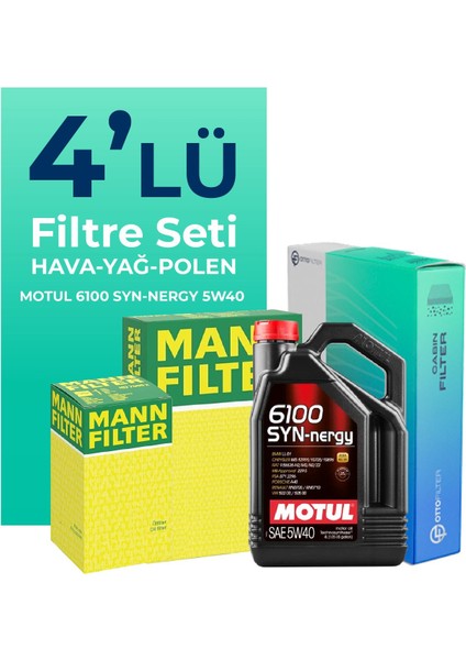 MANN Fiat Idea 1.3 Dizel Filtre Bakım Seti Motul Motor Yağlı (2004-2010) 4 Lü