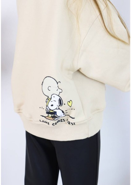 Snoopy Basılı,3 Iplik ,şardonsuz Kız Çocuk Sweatshirt modelleri