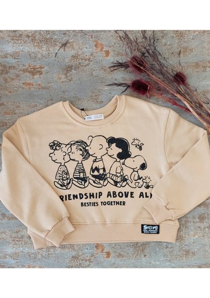 Snoopy Basılı,3 Iplik ,şardonsuz Kız Çocuk Sweatshirt fırsatları
