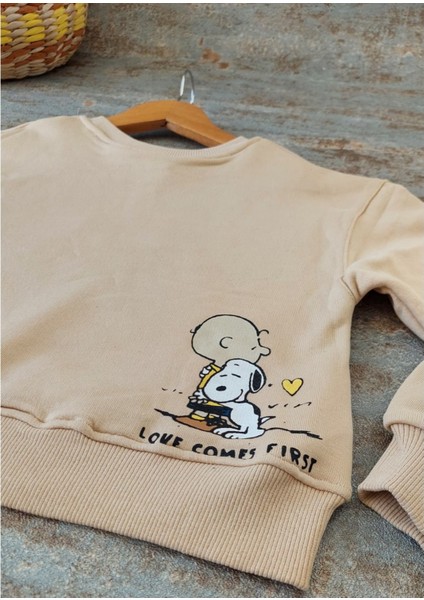 Snoopy Basılı,3 Iplik ,şardonsuz Kız Çocuk Sweatshirt indirimleri